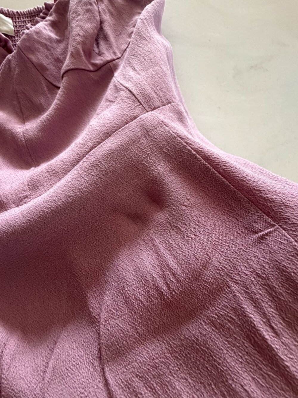 Wilfred Aritzia Pink Satin Tie Strap Mini Dress Size 6 Smocked Back Romantic - Picture 7 of 14
